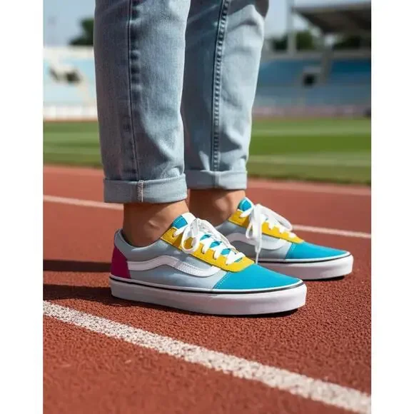 Vans Ward Color Block Low Skate Shoes Skateboarding Canvas Womens Size 8.5 - Picture 1 of 11